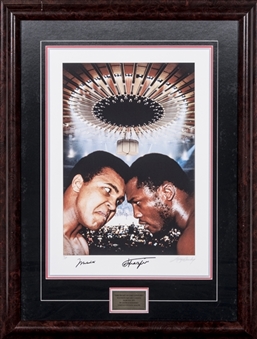 1971 Muhammad Ali vs Joe Frazier Dual Signed "Fight of the Century" Madison Square Garden 13 1/2 x 20 Photograph By George Kalinsky LE 16/250 In 27 x 35 1/2 Framed Display (PSA/DNA)